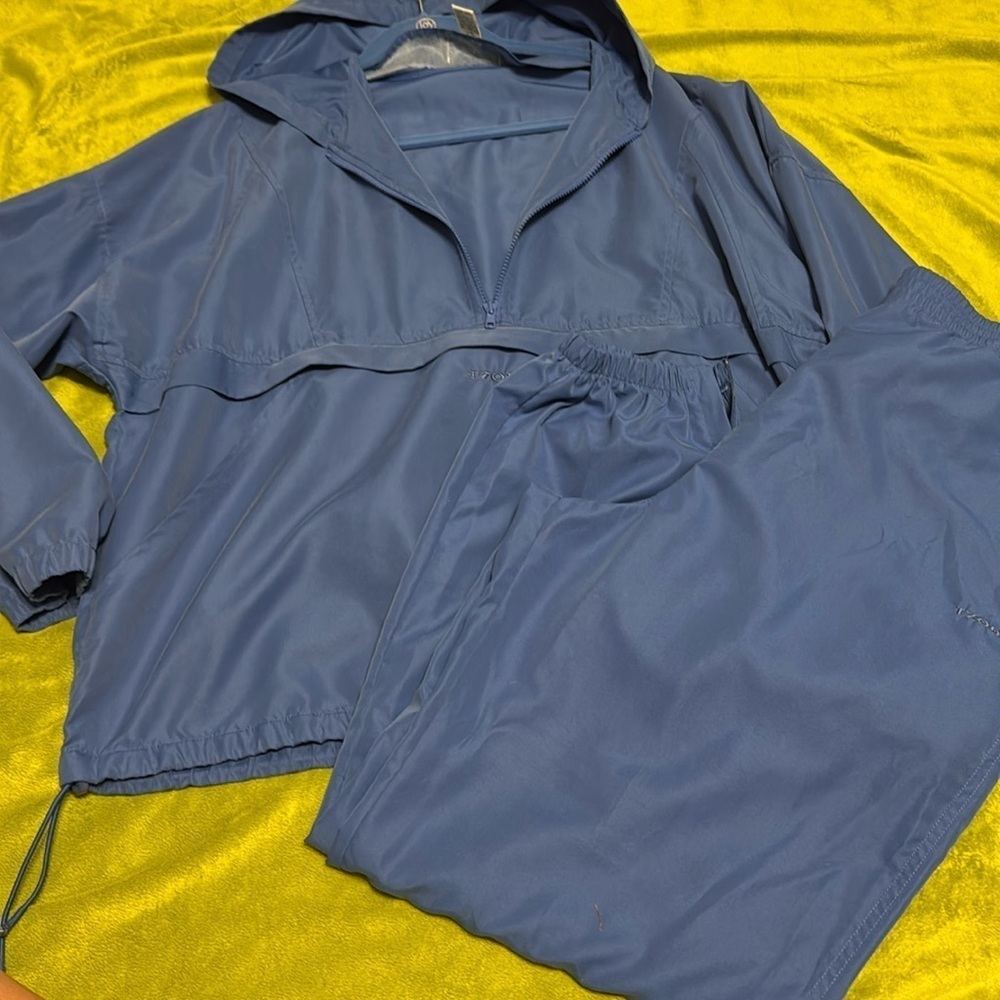 Vintage Izod tracksuit joggers jacket Set Sz Large Ceil Blue